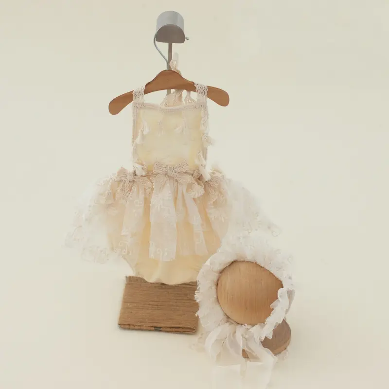 Embroidery Lace Dress Pillow Set - Baby Girl Newborn Photography Outfit - Image 4